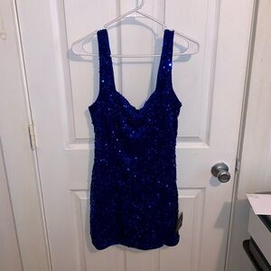 Lulus blue sequin mini dress, size large, NWT.